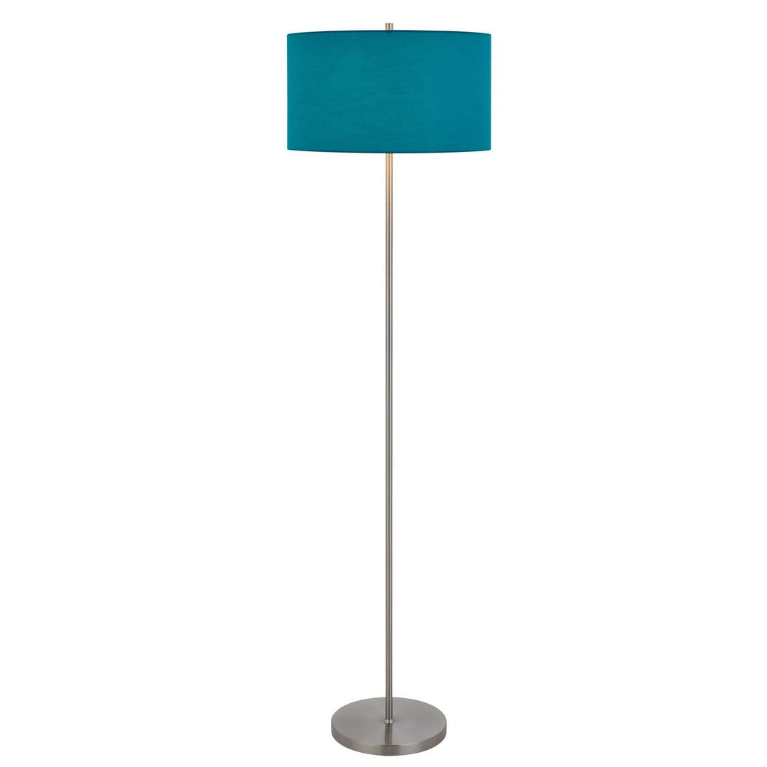 Antique Hardware 150W 3 WAYT CROMWELL METAL FLOOR LAMP WITH AQUA BLUE LINEN SHADE Floor Lamp