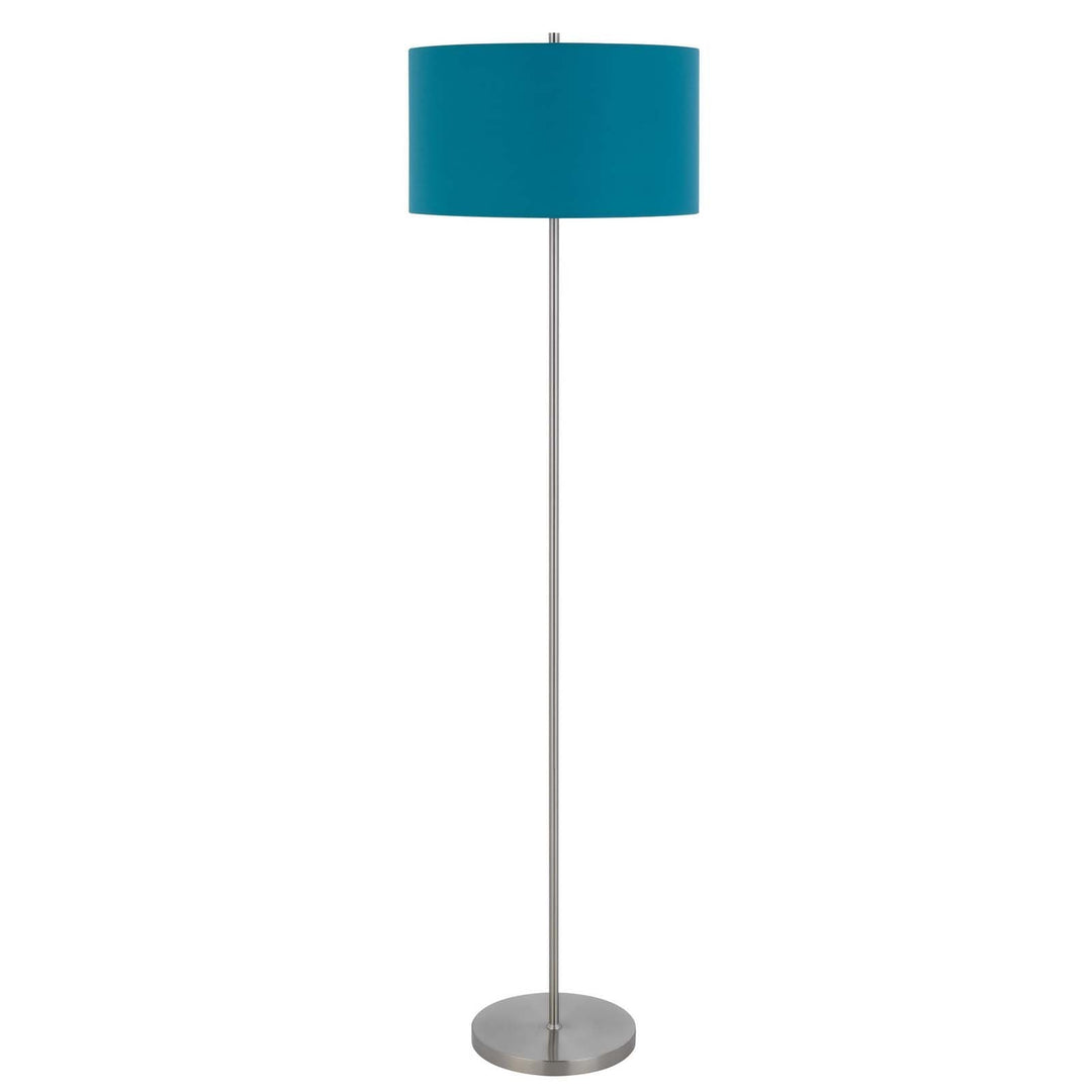 Antique Hardware 150W 3 WAYT CROMWELL METAL FLOOR LAMP WITH AQUA BLUE LINEN SHADE Floor Lamp