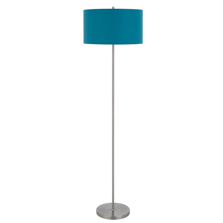 Antique Hardware 150W 3 WAYT CROMWELL METAL FLOOR LAMP WITH AQUA BLUE LINEN SHADE Floor Lamp