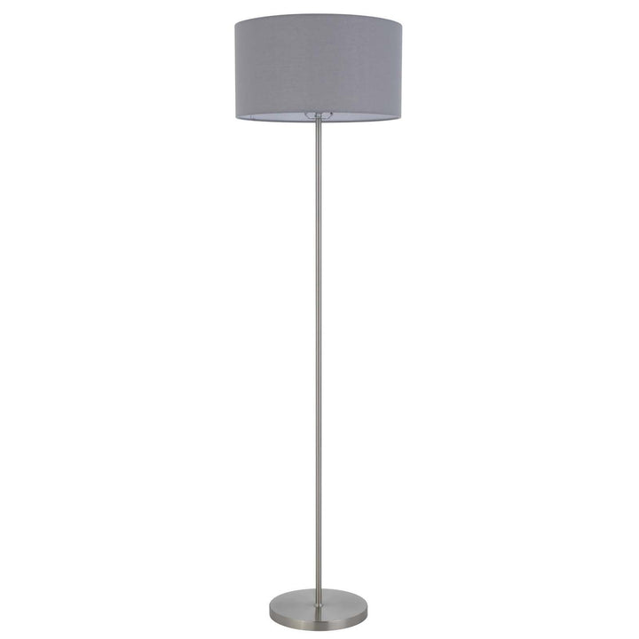 ##Antique Hardware## 150W 3 WAYT CROMWELL METAL FLOOR LAMP WITH GRAY LINEN SHADE