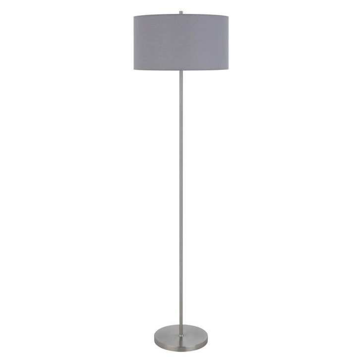 ##Antique Hardware## 150W 3 WAYT CROMWELL METAL FLOOR LAMP WITH GRAY LINEN SHADE