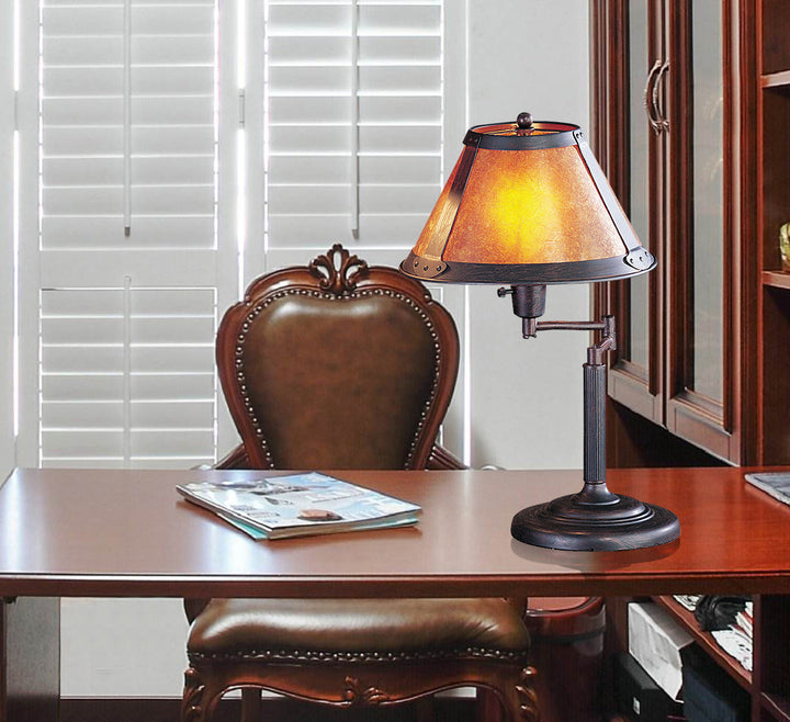 ##Antique Hardware## 60W SWING ARM MICA DESK LAMP