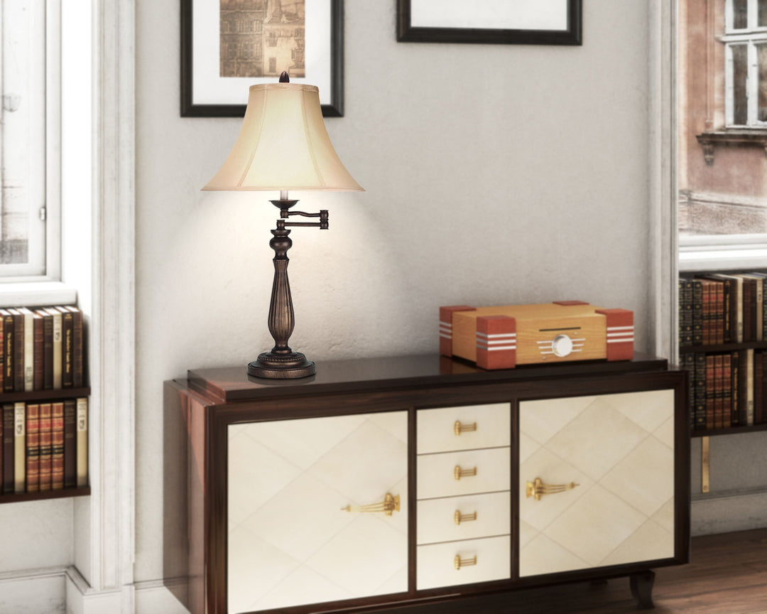 ##Antique Hardware## 150W 3 WAY SWING ARM TABLE LAMP