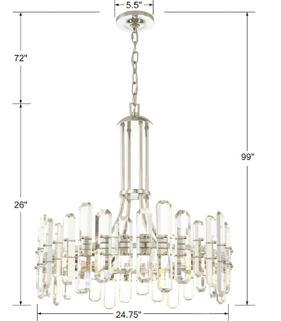 ##Antique Hardware## Bolton 8 Light Polished Nickel Chandelier