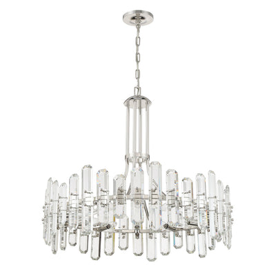 ##Antique Hardware## Bolton 12 Light Polished Nickel Chandelier