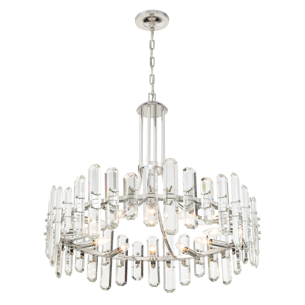 ##Antique Hardware## Bolton 12 Light Polished Nickel Chandelier