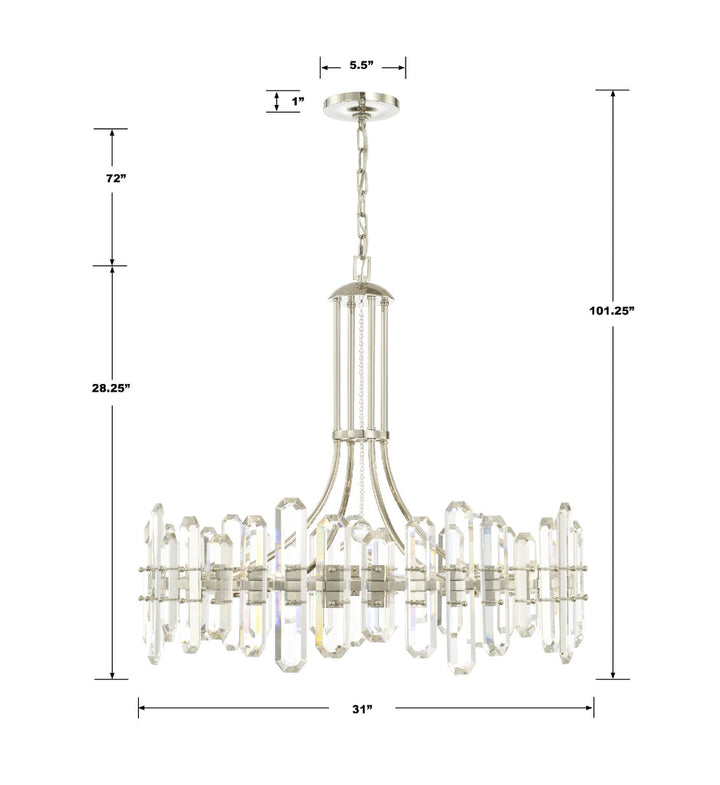 ##Antique Hardware## Bolton 12 Light Polished Nickel Chandelier