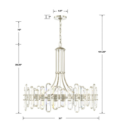 ##Antique Hardware## Bolton 12 Light Polished Nickel Chandelier