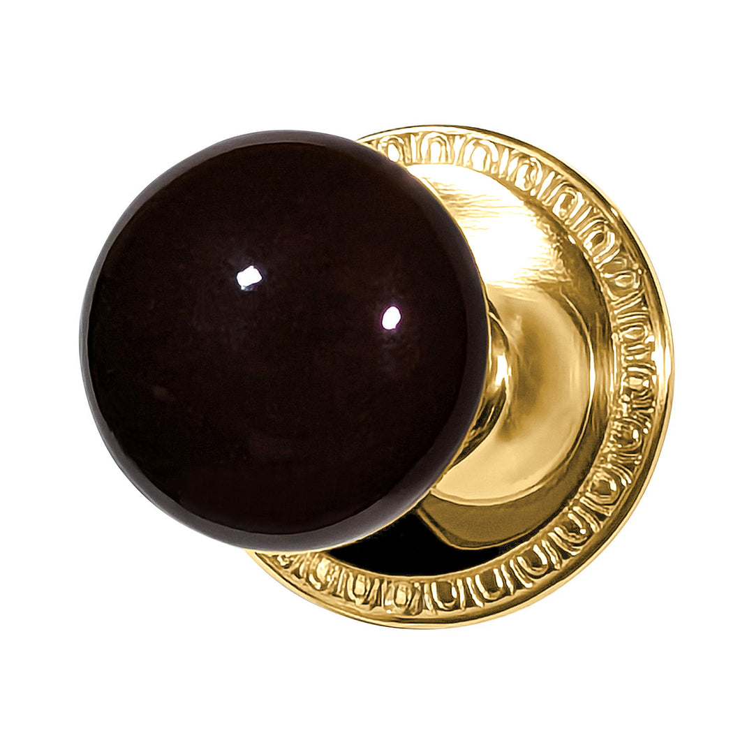 ##Antique Hardware## Egg & Dart Rosette Door Set with Black Porcelain Door Knobs (Several Finishes Available)