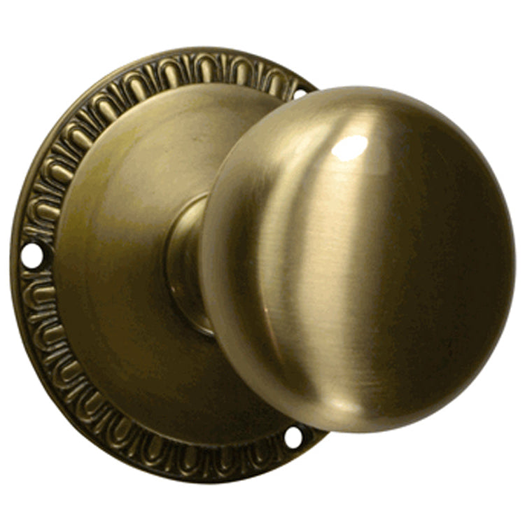 Antique Hardware Egg & Dart Rosette Door Set with Round Brass Door Knobs (Several Finishes Available) Door Knobs Satin Nickel