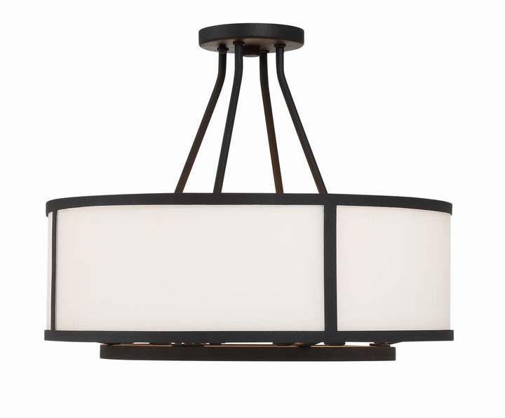 ##Antique Hardware## Bryant 4 Light Black Forged Semi Flush Mount