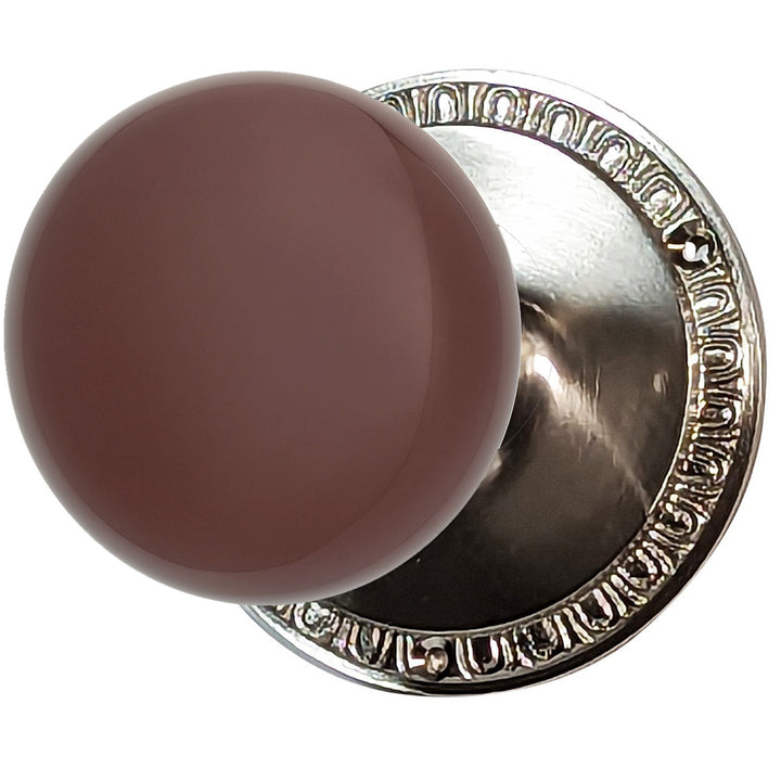 ##Antique Hardware## Egg & Dart Rosette Door Set with Brown Porcelain Door Knobs (Several Finishes Available)