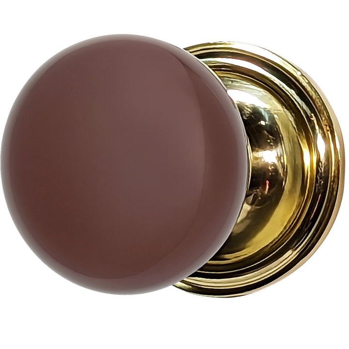 Traditional Rosette Door Set with Brown Porcelain Door Knobs (Several Finishes Available)
