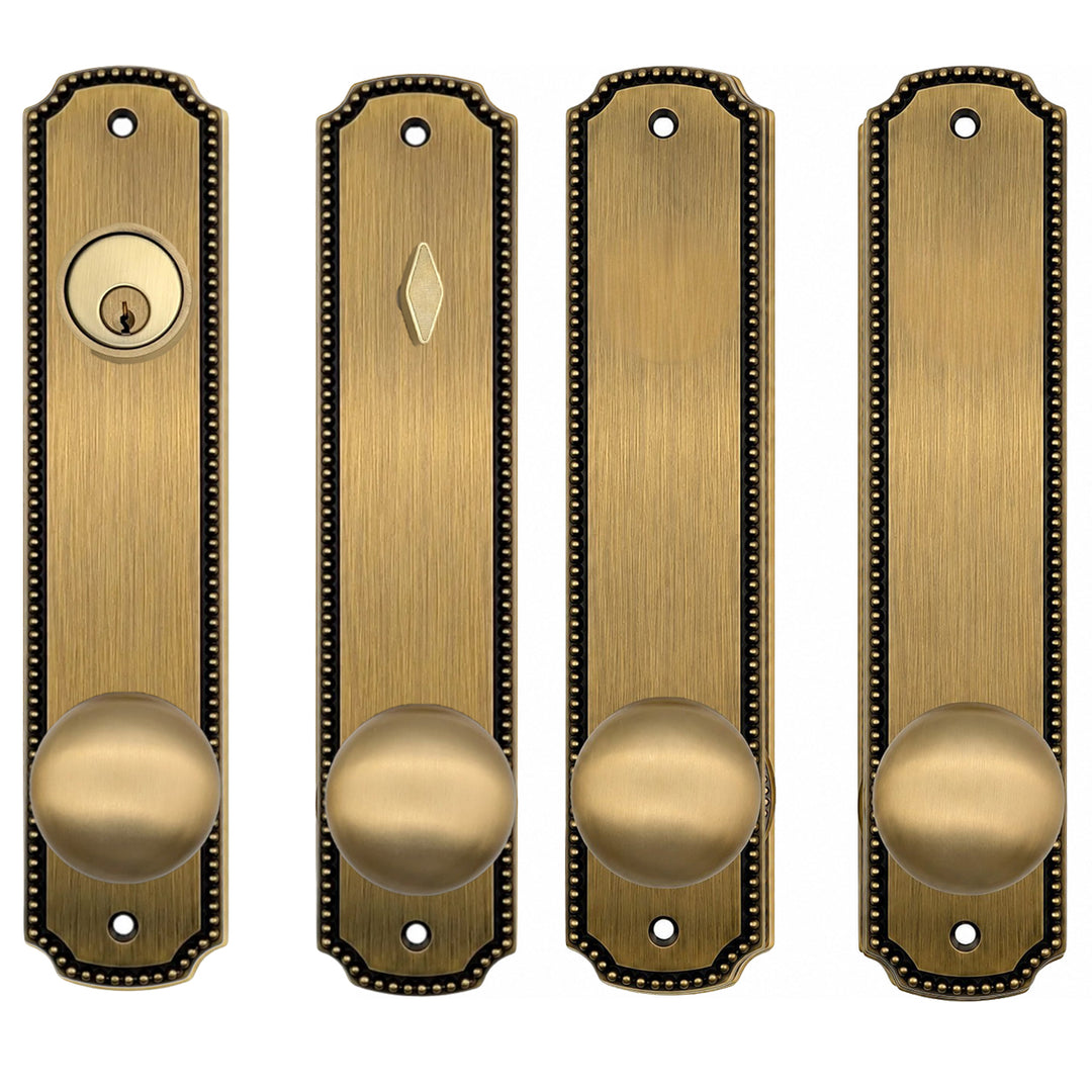 Beaded Style Double Door Deadbolt Entryway Set (Several Finishes Available)