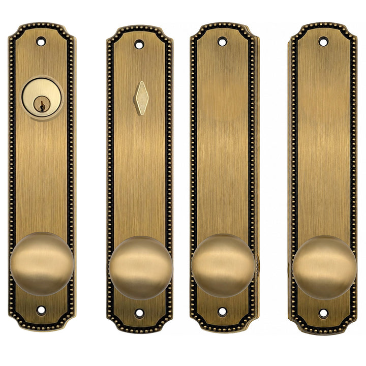 Beaded Style Double Door Deadbolt Entryway Set (Several Finishes Available)