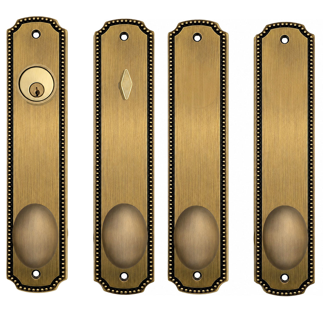 Beaded Style Double Door Deadbolt Entryway Set (Several Finishes Available)