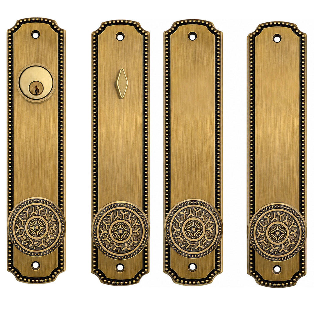 Beaded Style Double Door Deadbolt Entryway Set (Several Finishes Available)
