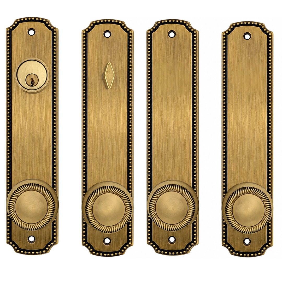 Beaded Style Double Door Deadbolt Entryway Set (Several Finishes Available)