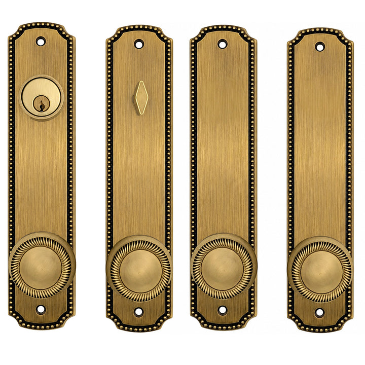 Beaded Style Double Door Deadbolt Entryway Set (Several Finishes Available)
