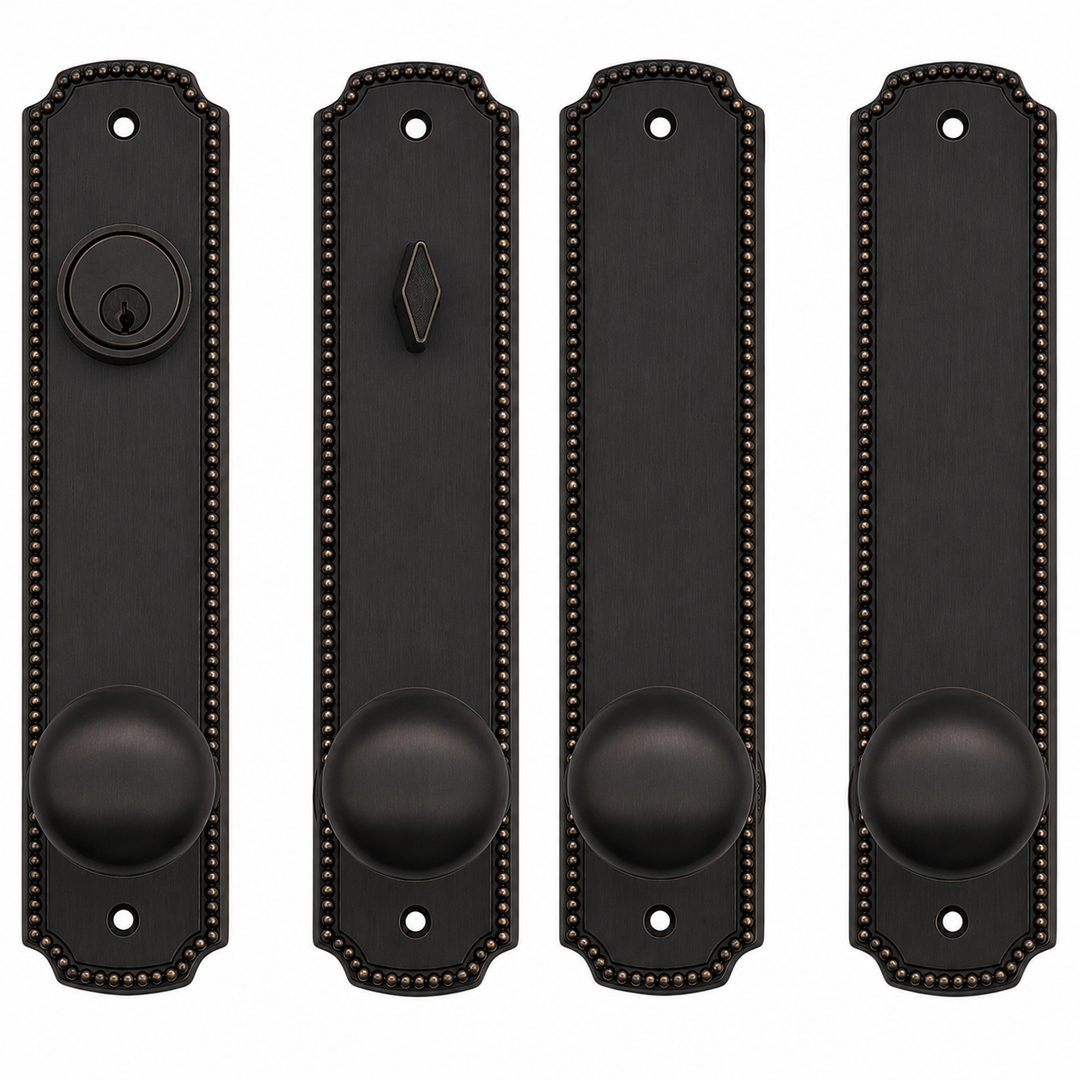 Beaded Style Double Door Deadbolt Entryway Set (Several Finishes Available)