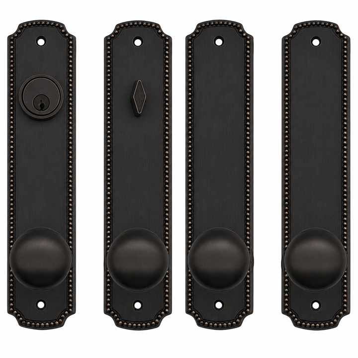 Beaded Style Double Door Deadbolt Entryway Set (Several Finishes Available)