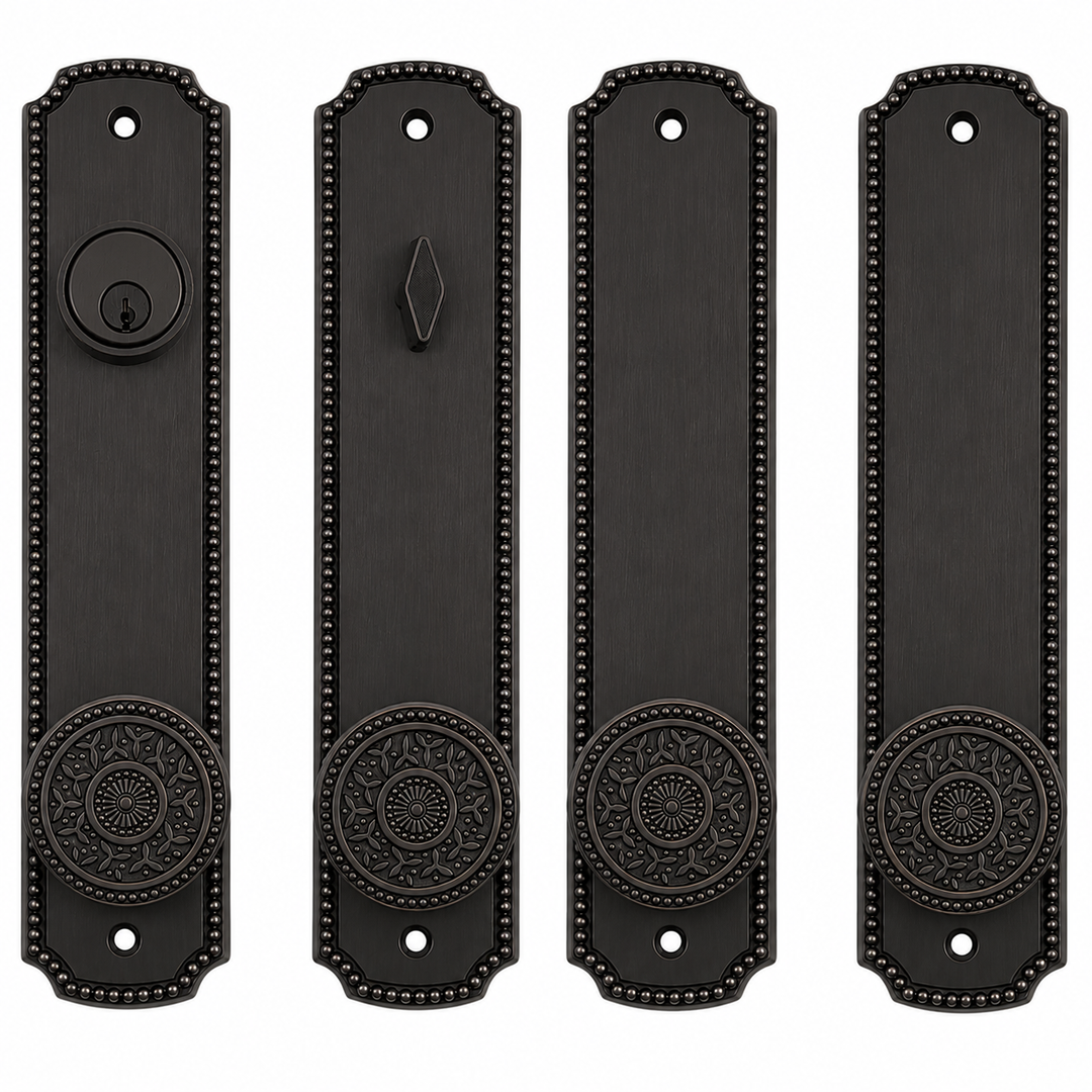 Beaded Style Double Door Deadbolt Entryway Set (Several Finishes Available)