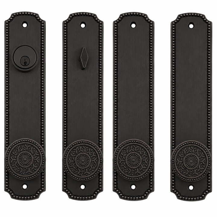 Beaded Style Double Door Deadbolt Entryway Set (Several Finishes Available)