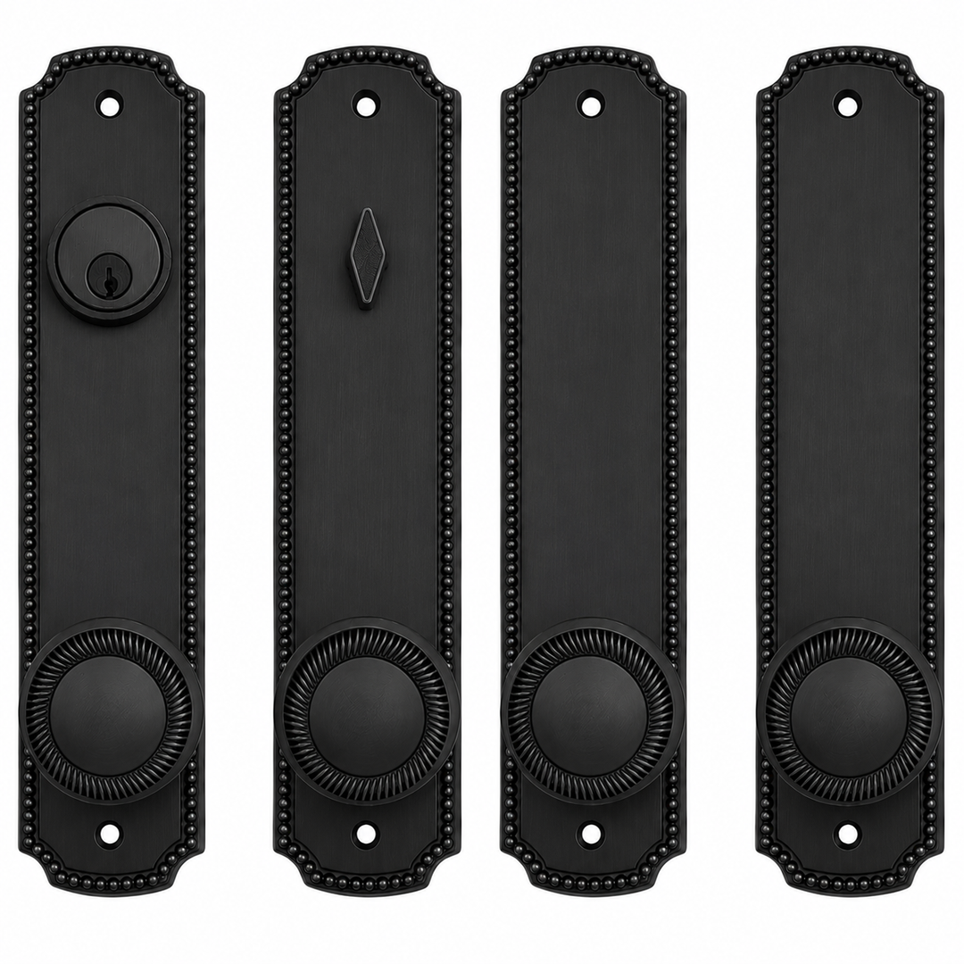 Beaded Style Double Door Deadbolt Entryway Set (Several Finishes Available)