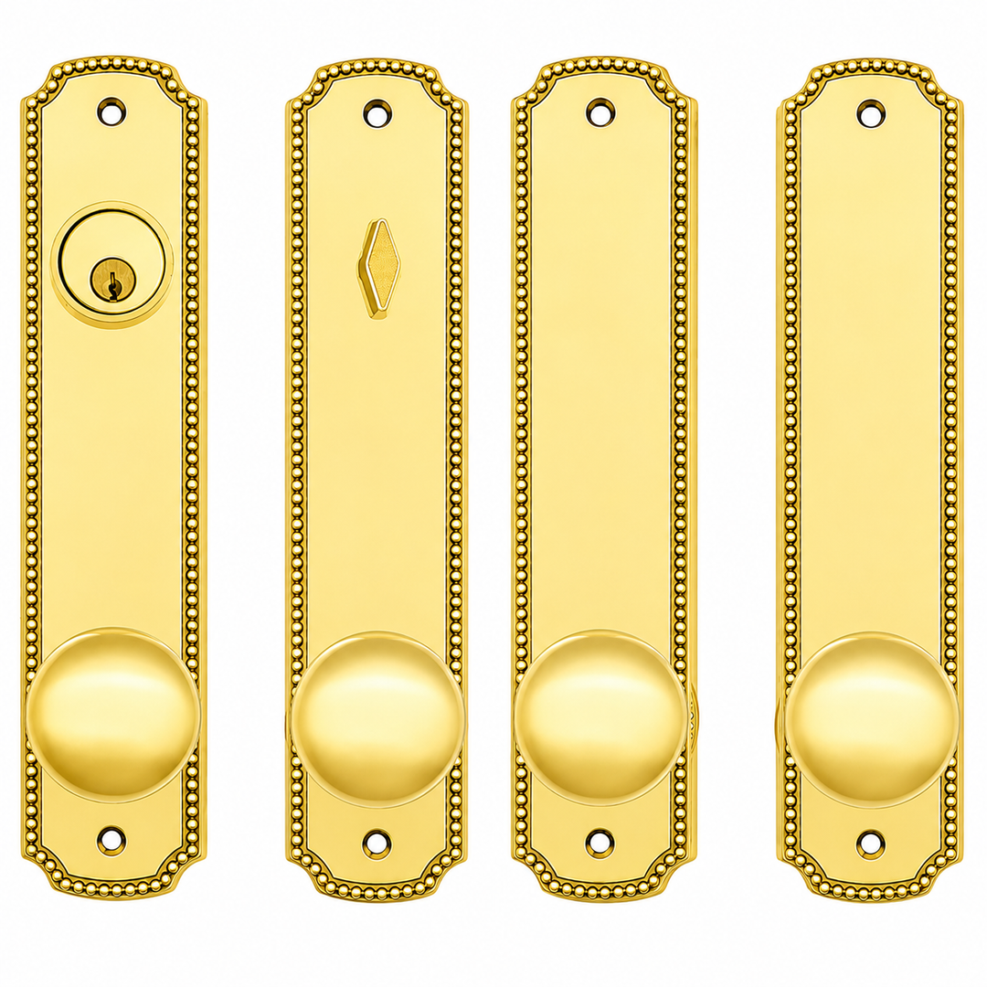 Beaded Style Double Door Deadbolt Entryway Set (Several Finishes Available)