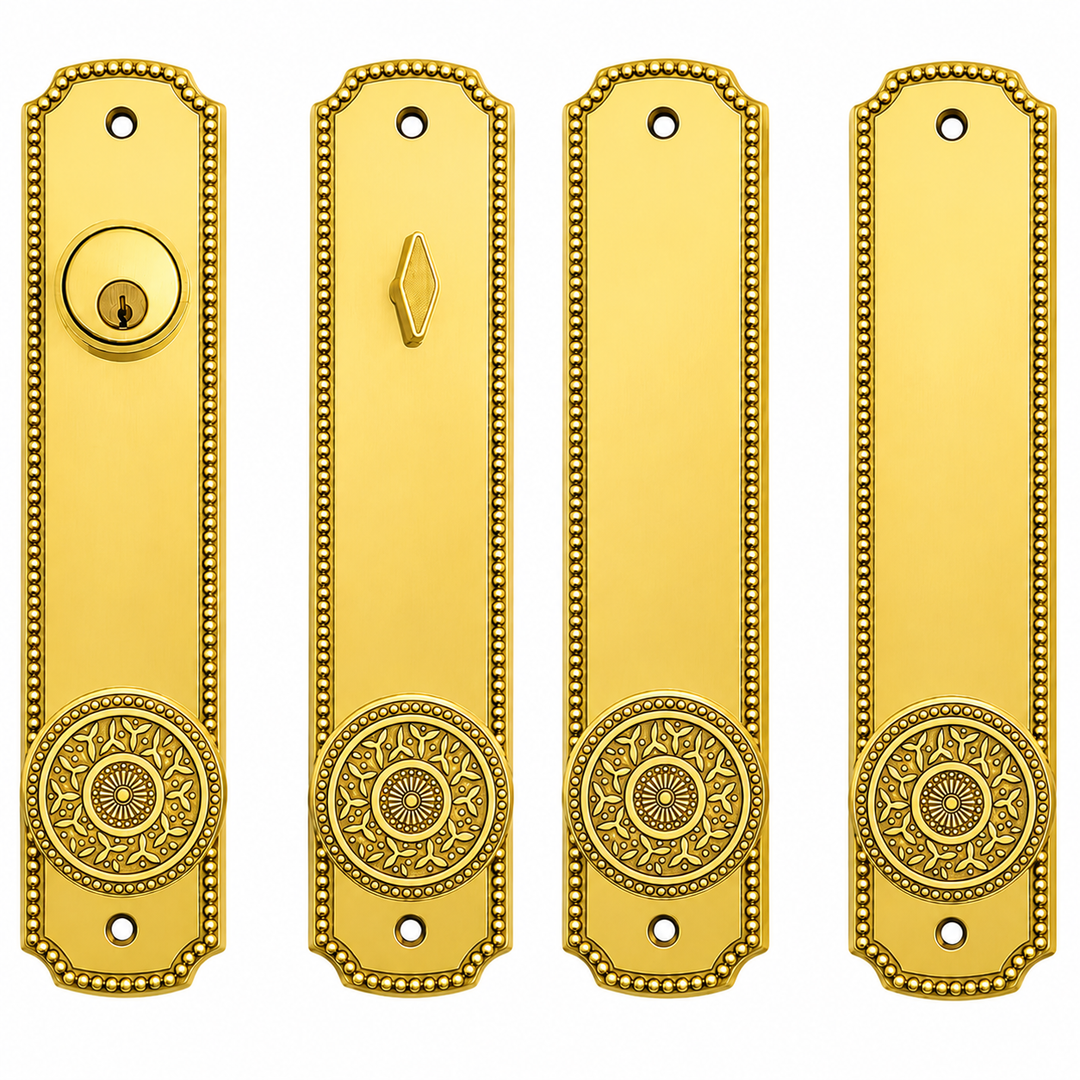 Beaded Style Double Door Deadbolt Entryway Set (Several Finishes Available)