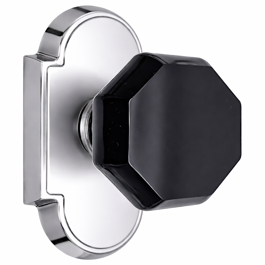 Magnifique® Arched Door Set with Black Glass Octagon Knobs (Several Finishes Available)