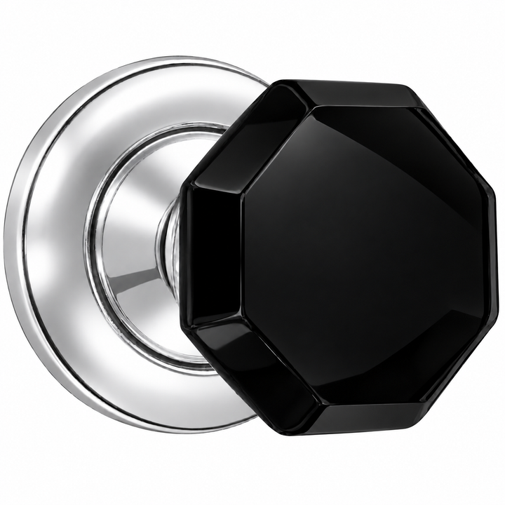 Magnifique® Classic Door Set with Black Glass Octagon Knobs (Several Finishes Available)