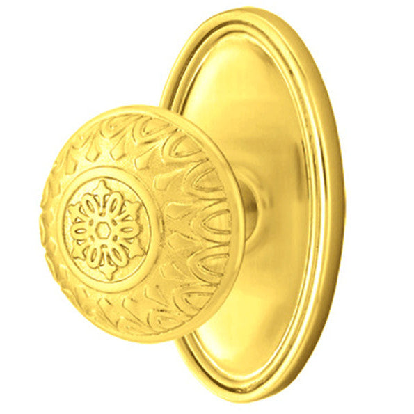 ##Antique Hardware## Solid Brass Lancaster Door Knob Set With Oval Rosette (Several Finish Options)