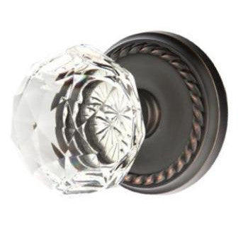 Antique Hardware Diamond Crystal Door Knob Set With Rope Rosette (Several Finish Options) EMTEK GLASS CRYSTAL DIAMOND DOOR KNOB