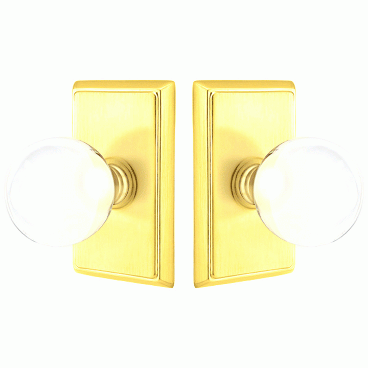 ##Antique Hardware## Crystal Bristol Door Knob Set With Rectangular Rosette (Severl Finish Options)