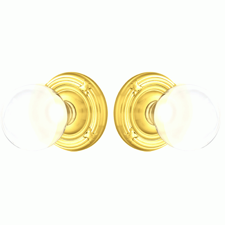 Antique Hardware Crystal Bristol Door Knob Set With Ribbon & Reed Rosette (Several Finish Options) EMTEK GLASS CRYSTAL BRISTOL DOOR KNOB