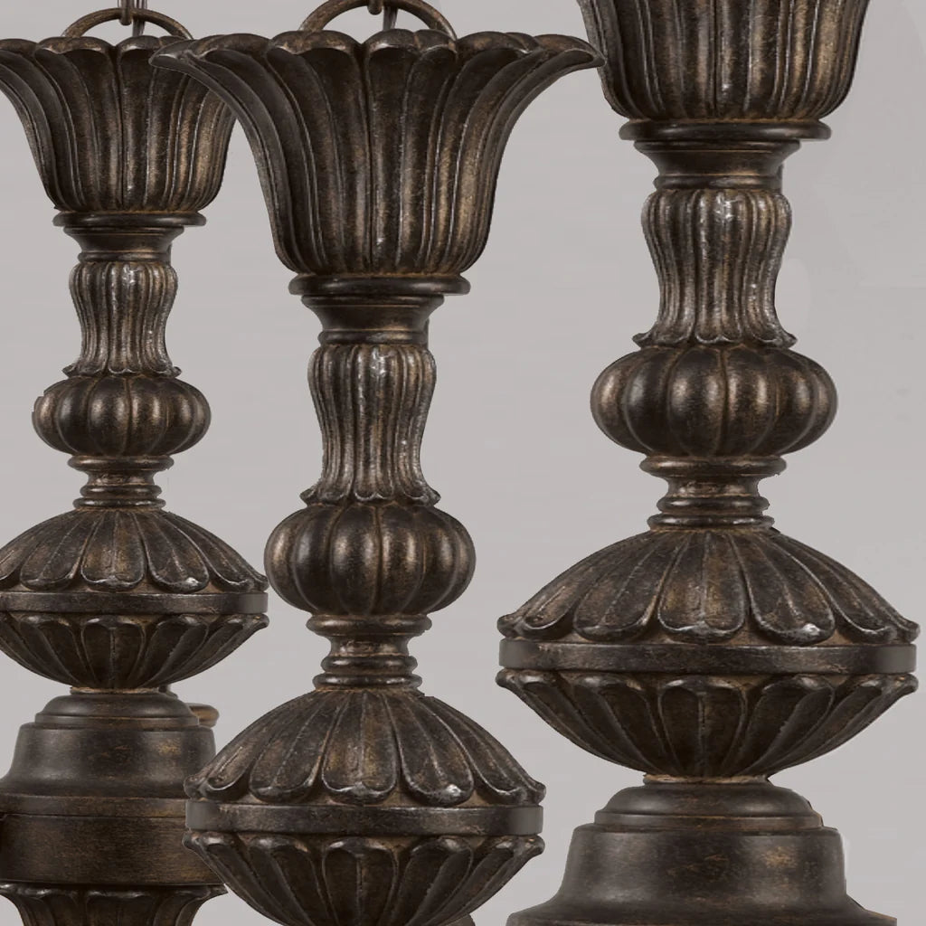 Norwalk 6-Light Chandelier – Bronze Umber with Amber Glass