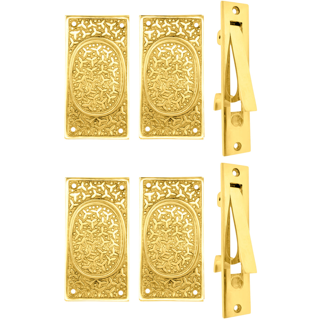 Rice Pattern Pocket Door Set (Several Finishes Available)