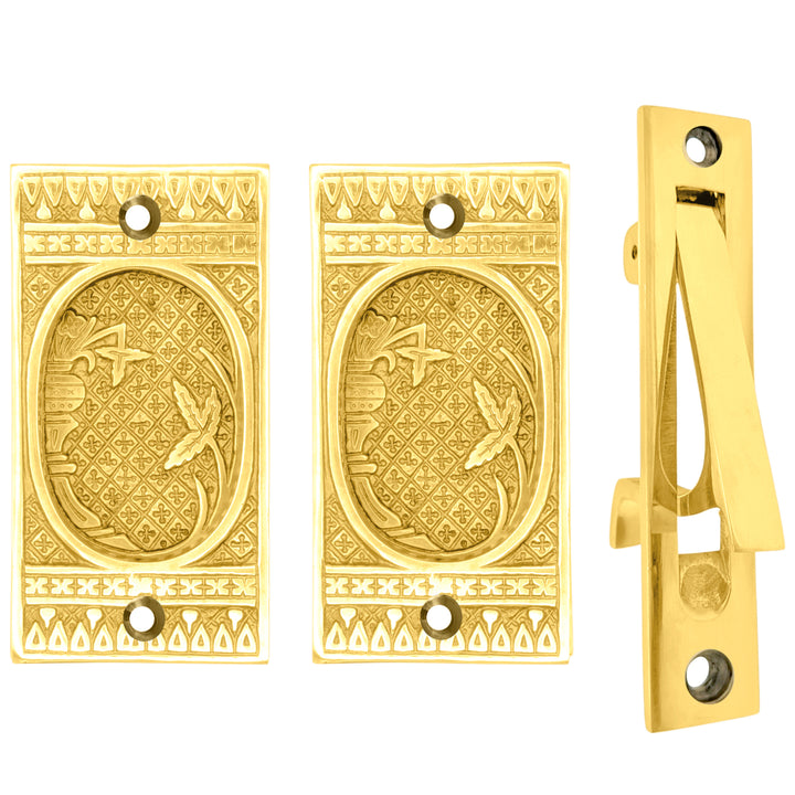 Broken Leaf Pattern Pocket Door Set (Several Finishes Available)