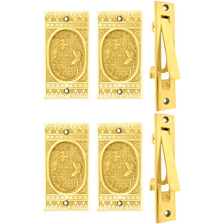Broken Leaf Pattern Pocket Door Set (Several Finishes Available)