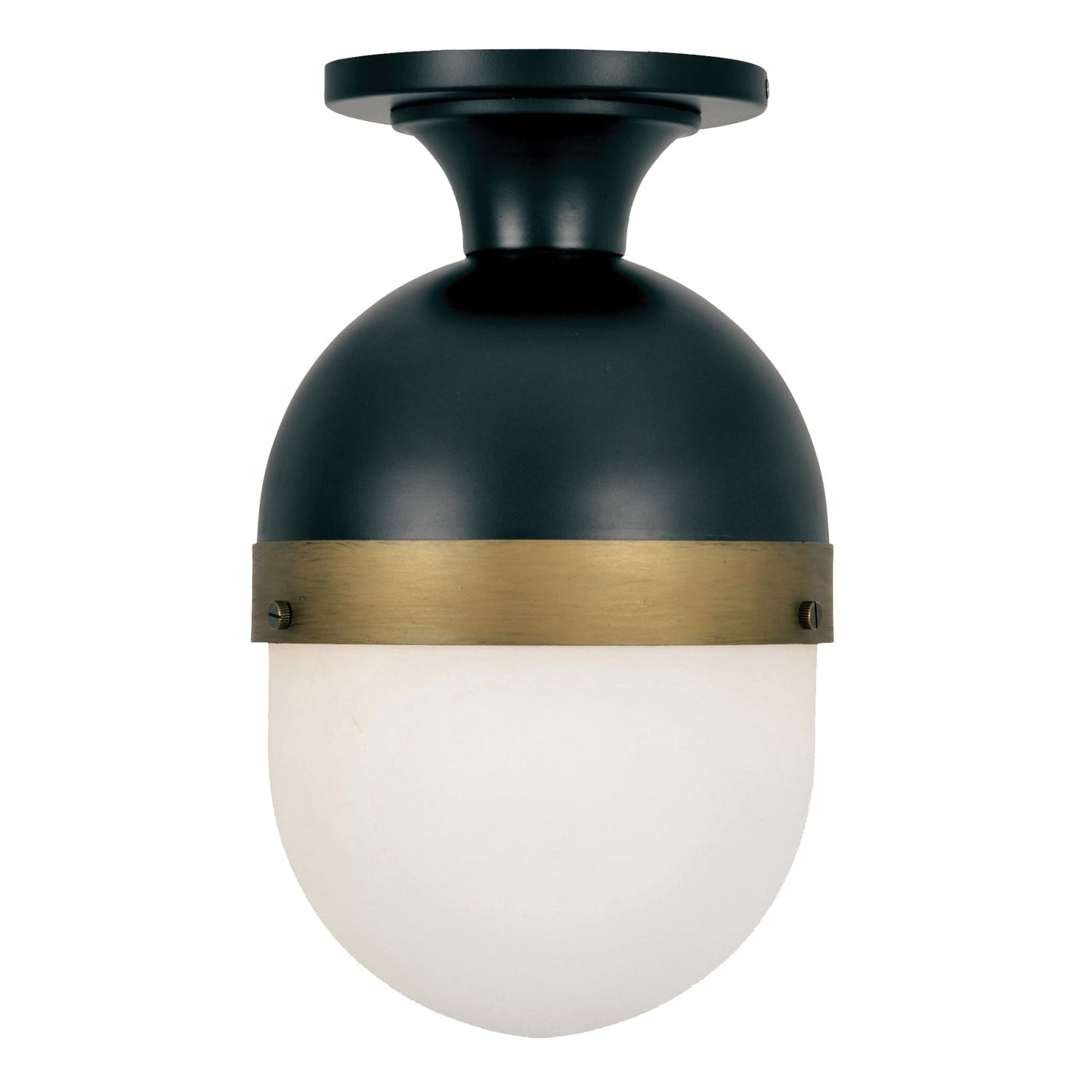 Antique Hardware Brian Patrick Flynn Capsule 1 Light Matte Black + Textured Gold Outdoor Semi Flush Mount Exterior