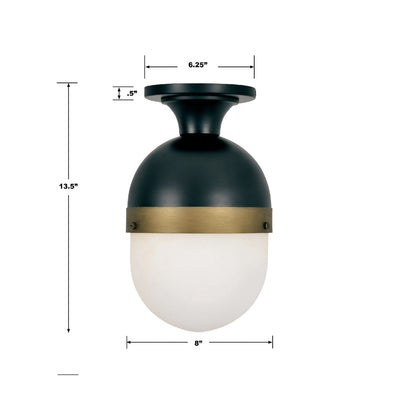 Antique Hardware Brian Patrick Flynn Capsule 1 Light Matte Black + Textured Gold Outdoor Semi Flush Mount Exterior