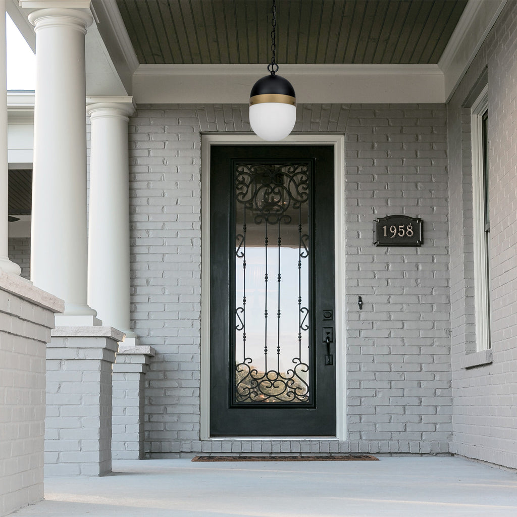 Antique Hardware Brian Patrick Flynn Capsule 3 Light Matte Black + Textured Gold Outdoor Pendant Exterior