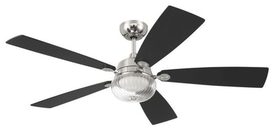 Antique Hardware 52" Chandler in Polished Nickel w/ Flat Black/Greywood Blades Ceiling Fan