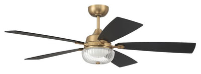 Antique Hardware 52" Chandler in Satin Brass w/ Flat Black/Black Walnut Blades Ceiling Fan