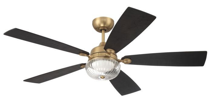 Antique Hardware 52" Chandler in Satin Brass w/ Flat Black/Black Walnut Blades Ceiling Fan