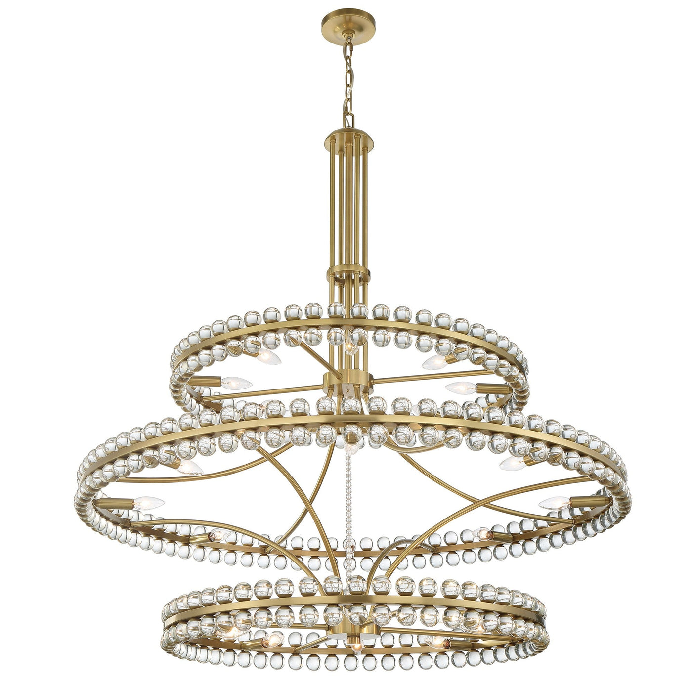 ##Antique Hardware## Clover 24 Light Aged Brass Chandelier