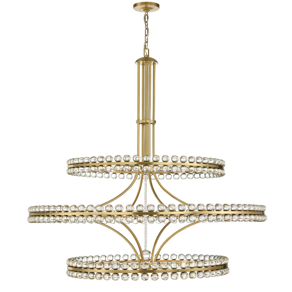 ##Antique Hardware## Clover 24 Light Aged Brass Chandelier