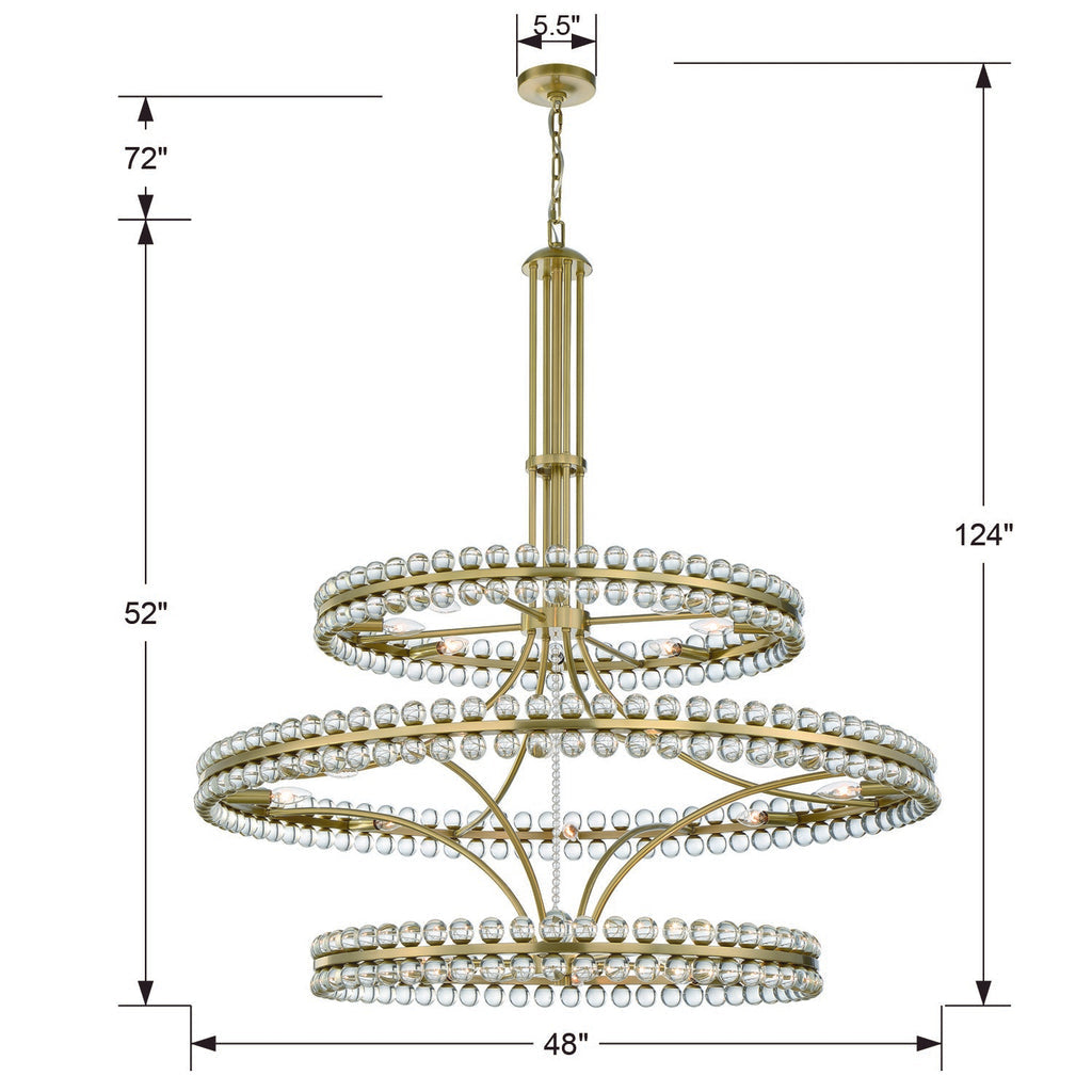 ##Antique Hardware## Clover 24 Light Aged Brass Chandelier