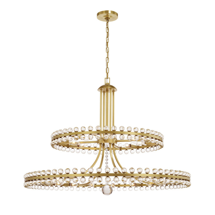 ##Antique Hardware## Clover 24 Light Aged Brass Two-tier Chandelier